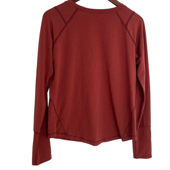 Stio Tipton Tech Crew Neck Shirt Medium Burnt Orange Long Sleeve Top Base Layer - Picture 2 of 5